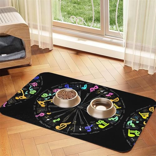 Saugfähige Leder-Tischdecke mit Musiknoten-Aufdruck, perfekt für Hunde, Katzen und andere Haustiere von JEKYDOSD