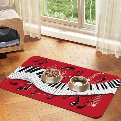 Saugfähige Leder-Tischdecke mit Musiknoten-Klavierdruck, perfekt für Hunde, Katzen und andere Haustiere Saugfähige Leder-Tischdecke mit Musiknoten-Klavierdruck, perfekt für Hunde, Katzen und andere Haustiere von JEKYDOSD