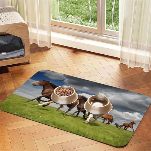 Saugfähige Leder-Tischdecke mit Pferdemotiv, perfekt für Hunde, Katzen und andere Haustiere von JEKYDOSD