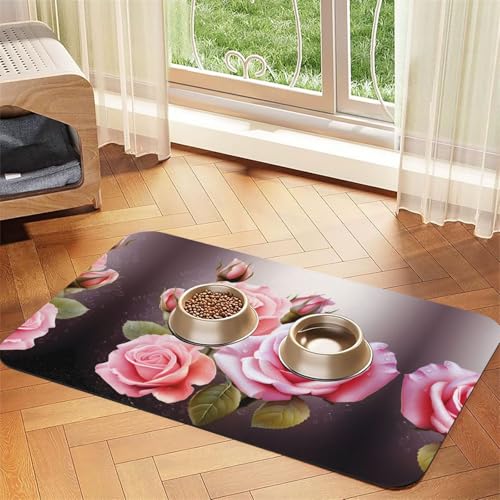 Saugfähige Leder-Tischdecke mit Rosenblüten-Aufdruck, perfekt für Hunde, Katzen und andere Haustiere Saugfähige Leder-Tischdecke mit Rosenblüten-Aufdruck, perfekt für Hunde, Katzen und andere Haustiere von JEKYDOSD