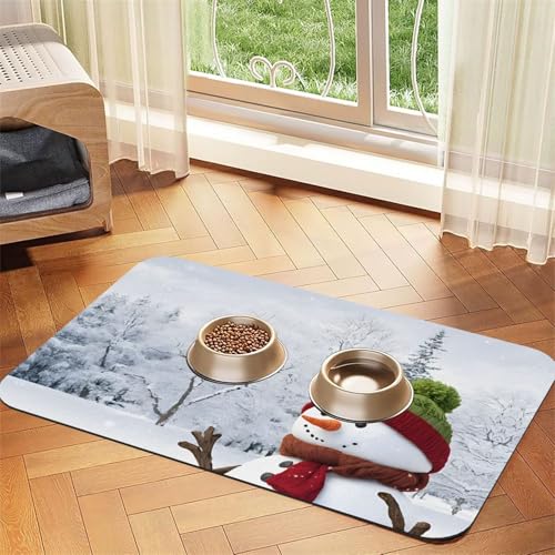 Saugfähige Leder-Tischdecke mit Schneemann-Aufdruck, perfekt für Hunde, Katzen und andere Haustiere Saugfähige Leder-Tischdecke mit Schneemann-Aufdruck, perfekt für Hunde, Katzen und andere Haustiere von JEKYDOSD