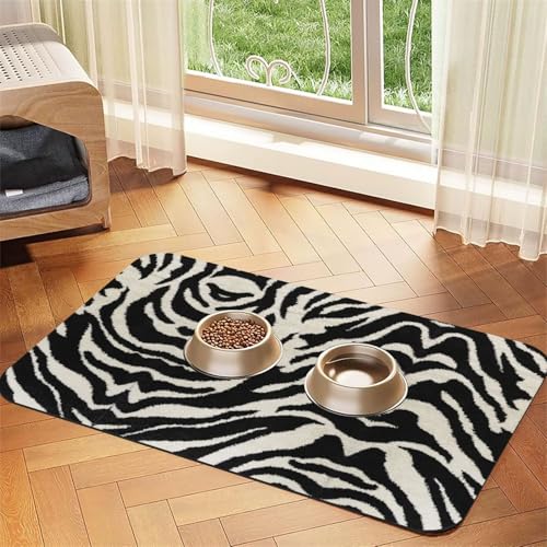 Saugfähige Leder-Tischdecke mit Zebra-Tiermuster, perfekt für Hunde, Katzen und andere Haustiere von JEKYDOSD