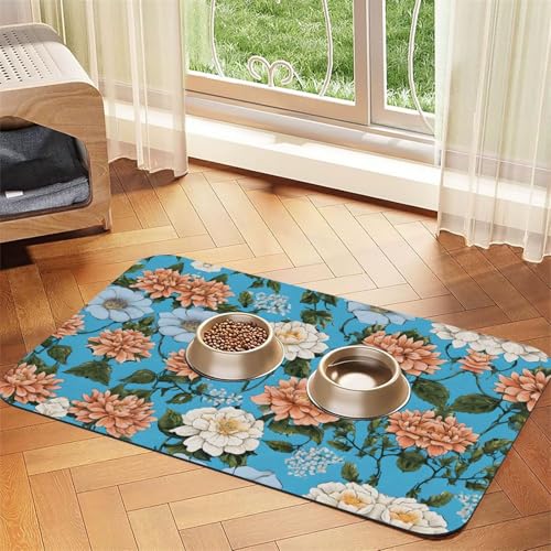 Saugfähige Leder-Tischdecke mit floralem Hintergrund, perfekt für Hunde, Katzen und andere Haustiere von JEKYDOSD