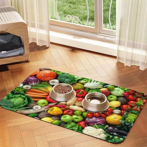 Saugfähige Leder-Tischdecke mit frischem Obst und Gemüse, perfekt für Hunde, Katzen und andere Haustiere von JEKYDOSD