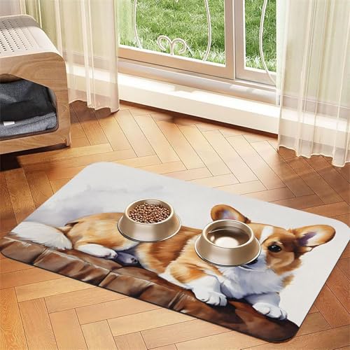 Saugfähige Leder-Tischdecke mit niedlichem Corgi-Druck, perfekt für Hunde, Katzen und andere Haustiere Saugfähige Leder-Tischdecke mit niedlichem Corgi-Druck, perfekt für Hunde, Katzen und andere Haustiere von JEKYDOSD