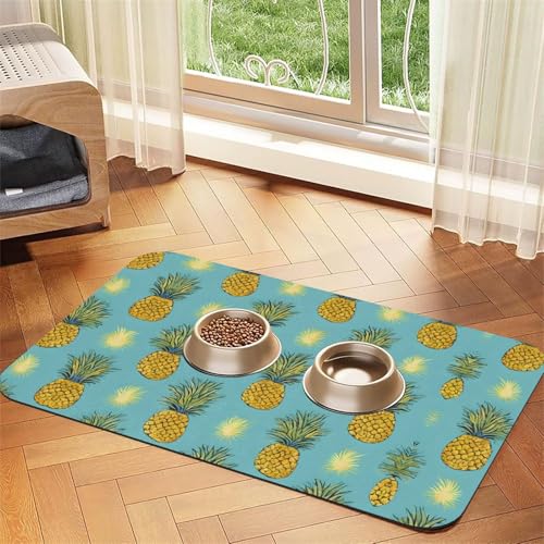 Saugfähige Leder-Tischdecke mit tropischen Früchten, Ananas, perfekt für Hunde, Katzen und andere Haustiere von JEKYDOSD
