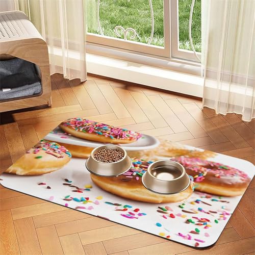 Saugfähige Leder-Tischdecke mit weihnachtlichem Donut-Druck, perfekt für Hunde, Katzen und andere Haustiere von JEKYDOSD