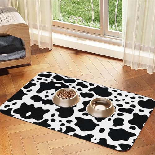 Schwarze und weiße Tischdecke aus Leder mit Kuhmuster, saugfähig, perfekt für Hunde, Katzen und andere Haustiere Schwarze und weiße Tischdecke aus Leder mit Kuhmuster, saugfähig, perfekt für Hunde, Katzen und andere Haustiere von JEKYDOSD