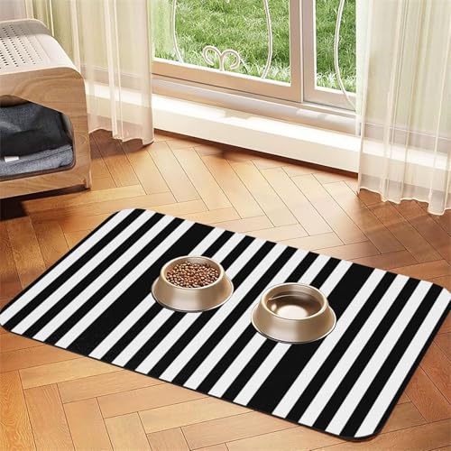Schwarze und weiße gestreifte Haustier-Tischdecke, saugfähig, Leder, perfekt für Hunde, Katzen und andere Haustiere Schwarze und weiße gestreifte Haustier-Tischdecke, saugfähig, Leder, perfekt für Hunde, Katzen und andere Haustiere von JEKYDOSD