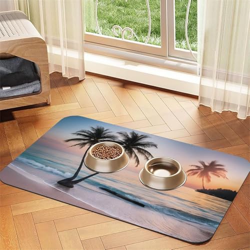 Sunrise Tischdecke, Motiv: tropische Palme, Insel, saugfähig, Leder, perfekt für Hunde, Katzen und andere Haustiere Sunrise Tischdecke, Motiv: tropische Palme, Insel, saugfähig, Leder, perfekt für Hunde, Katzen und andere Haustiere von JEKYDOSD