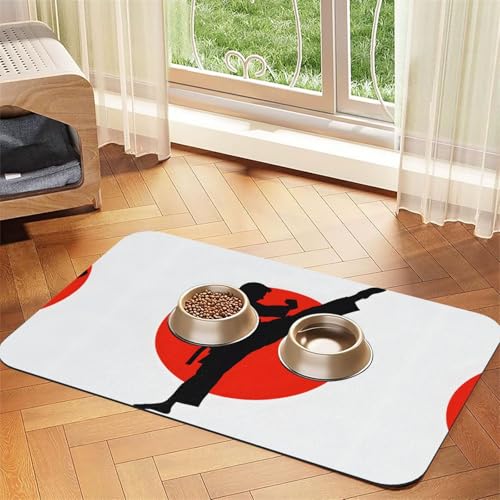 Taekwondo-Design-Druck, saugfähige Leder-Tischdecke, perfekt für Hunde, Katzen und andere Haustiere von JEKYDOSD