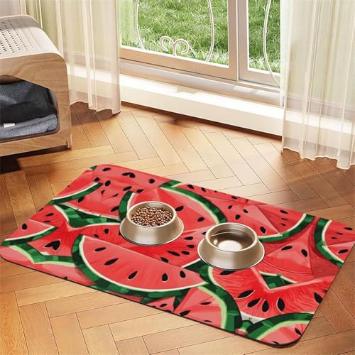 Wassermelonen-Druck, saugfähige Leder-Tischdecke, perfekt für Hunde, Katzen und andere Haustiere, Rot Wassermelonen-Druck, saugfähige Leder-Tischdecke, perfekt für Hunde, Katzen und andere Haustiere, Rot von JEKYDOSD
