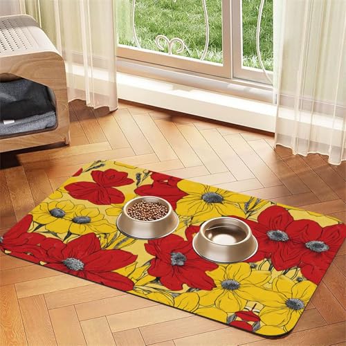 Ziemlich saugfähige Leder-Tischdecke mit Mohnblumen-Aufdruck, perfekt für Hunde, Katzen und andere Haustiere Ziemlich saugfähige Leder-Tischdecke mit Mohnblumen-Aufdruck, perfekt für Hunde, Katzen und andere Haustiere von JEKYDOSD