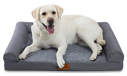 JEMA Hundebetten für große Hunde, orthopädisches Hundebett XL mit abnehmbarem waschbarem Bezug, Eierkiste, Schaumstoff-Haustierbett, Hundebox-Matte, Plüsch-Sherpa-Sitzfläche von JEMA