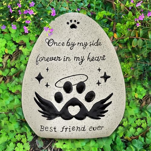 Gedenksteine für Hunde und Hunde, Ei-Form, Gedenksteine für Hunde/Katzen, Grabmarkierungen für Haustiere, Katzen, Hunde, Gedenkstätten und Beerdigung, Once By My Side Forever In My Heart von JEPELUS