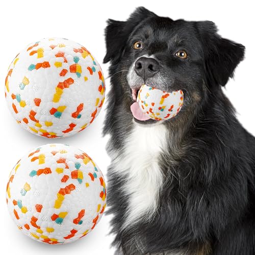 JEROCK Hundebälle, unzerstörbarer Hundespielzeugball für aggressive Kauer, langlebig, hohe Elastizität, schwimmt im Wasser und sicher auf den Zähnen (7.6 cm, 2 Stück) von JEROCK