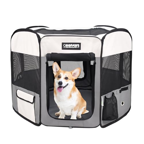 JESPET Laufgitter für Haustiere, 91,4 cm, 114,3 cm und 154,9 cm, tragbar, weich, mit Tragetasche, für Welpen, Katzen, Kätzchen, Kaninchen, für den Innen- und Außenbereich von JESPET