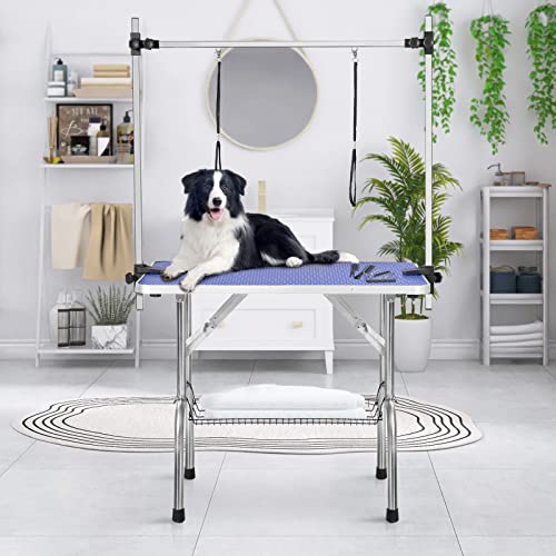 JETEAGO Professioneller verstellbarer Fellpflegetisch, robust, mit Armschlaufe und Netzablage für Hunde und Katzen, maximale Kapazität bis zu 120 kg, Blau JETEAGO Professioneller verstellbarer Fellpflegetisch, robust, mit Armschlaufe und Netzablage für Hunde und Katzen, maximale Kapazität bis zu 120 kg, Blau von JETEAGO