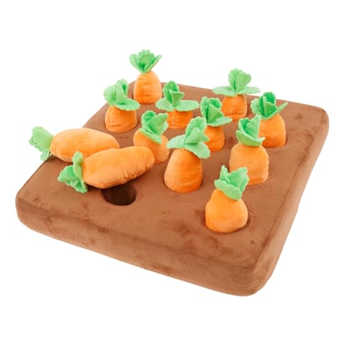 JETHMA Karotten-Garten-Hundespielzeug, 33 x 33 cm, Karotten-Schnüffelmatte für Hunde mit 12 Plüschkarotten, interaktives Karottenernte-Hundespielzeug für kleine, mittelgroße und große Hunde (kein JETHMA Karotten-Garten-Hundespielzeug, 33 x 33 cm, Karotten-Schnüffelmatte für Hunde mit 12 Plüschkarotten, interaktives Karottenernte-Hundespielzeug für kleine, mittelgroße und große Hunde (kein von JETHMA