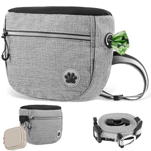 JETOP Premium Hundeleckerli-Tasche für Hundetraining Große Kapazität Hund Walking Bag mit Kotbeutelhalter Hundeleckerli-Tasche mit verstellbarem Gürtel Welpen-Leckerli-Tasche Hund Walking Bauchtasche von JETOP