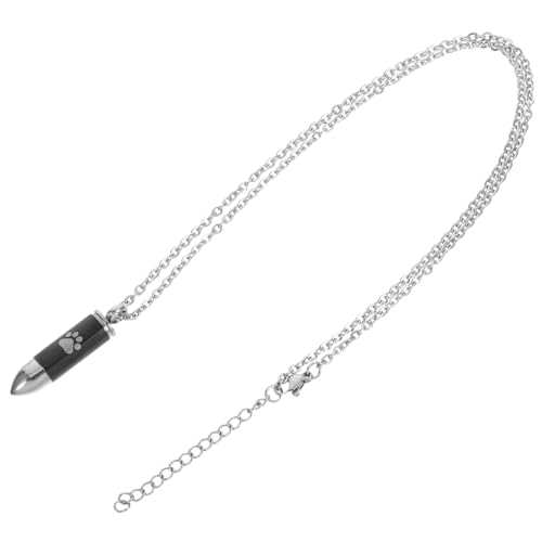 JEWEDECO Gedenkurne Halskette Pfotenabdruck Anhänger für Hunde Überreste Andenken Schmuck Haustier Erinnerungsanhänger mit Kette Schwarz Pet Urn Necklace Keepsake von JEWEDECO