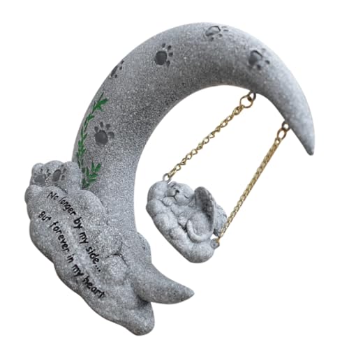 JEWEDECO Mondförmiger Katzen gedenkstein aus Langlebigem Kunstharz Wetterfest und Bruchfest Gartendekoration und Erinnerungsgeschenk für Katzenliebhaber Geeignet für Innen und JEWEDECO Mondförmiger Katzen gedenkstein aus Langlebigem Kunstharz Wetterfest und Bruchfest Gartendekoration und Erinnerungsgeschenk für Katzenliebhaber Geeignet für Innen und von JEWEDECO