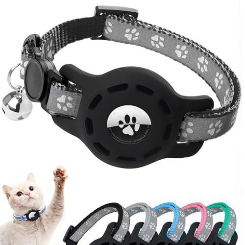 JEYORZY 1 pcs Katzenhalsband Kompatibel mit Airtag, Reflektierend GPS Leichte Tracker Katzenhalsbänder, Personalisiert Katze, Schnellverschluss, Glöckchen, Verstellbar für Katzen Kitten, Schwarz JEYORZY 1 pcs Katzenhalsband Kompatibel mit Airtag, Reflektierend GPS Leichte Tracker Katzenhalsbänder, Personalisiert Katze, Schnellverschluss, Glöckchen, Verstellbar für Katzen Kitten, Schwarz von JEYORZY