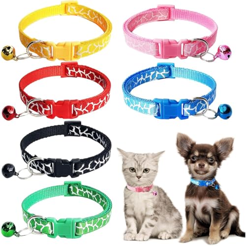 JEYORZY 6 pcs Katzenhalsband mit Sicherheitsverschluss, Personalisiertes Katzenhalsbands, Abreißbares Katzenhalsbands Katzen Halsbänder verstellbares Cat Collar süßes Kätzchenhalsband ideal für Katzen von JEYORZY