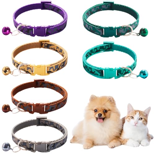 JEYORZY 6Stück Halsband Katze, Verstellbare Katzenhalsbänder, Personalisiertes Katzenhalsband, Katzenhalsband mit Sicherheitsverschluss und GlöCkchen, Bunte Halsbänder mit Glöckchen, für Kleine Katzen JEYORZY 6Stück Halsband Katze, Verstellbare Katzenhalsbänder, Personalisiertes Katzenhalsband, Katzenhalsband mit Sicherheitsverschluss und GlöCkchen, Bunte Halsbänder mit Glöckchen, für Kleine Katzen von JEYORZY