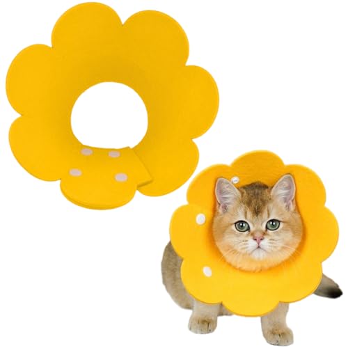 JEYORZY Collare Elisabettiano per Gatti e Cani,Recupero Regolabile Dopo Chirurgia, Collare Protettivo per Gatti,Anti-morso a Forma di Girasole, Cono Protettivo per Ferite, Morbido e Regolabile(L) von JEYORZY