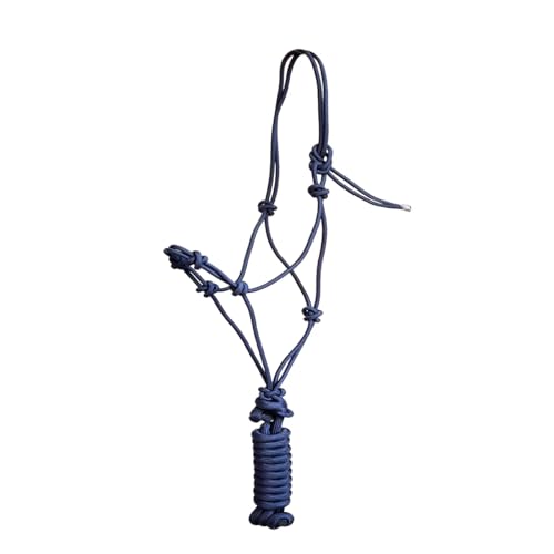 JF-Reitsport Knotenhalfter-Set mit 4 Knoten, Seilhalfter mit 280 cm Führstrick, Größe Full, (Dunkelblau) von JF-Reitsport