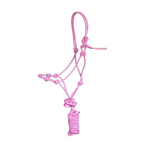 JF-Reitsport Knotenhalfter-Set mit 4 Knoten, Seilhalfter mit 280 cm Führstrick, Größe Full, (Pink) von JF-Reitsport