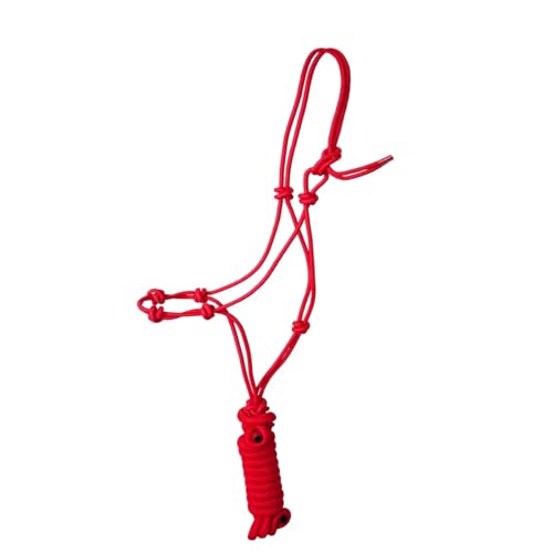 JF-Reitsport Knotenhalfter-Set mit 4 Knoten, Seilhalfter mit 280 cm Führstrick, Größe Full, (Rot) von JF-Reitsport