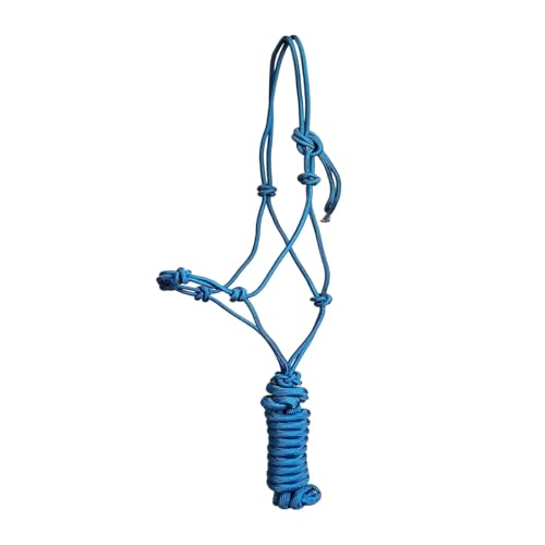 JF-Reitsport Knotenhalfter-Set mit 4 Knoten, Seilhalfter mit 280 cm Führstrick, Größe Full, (Türkis) von JF-Reitsport