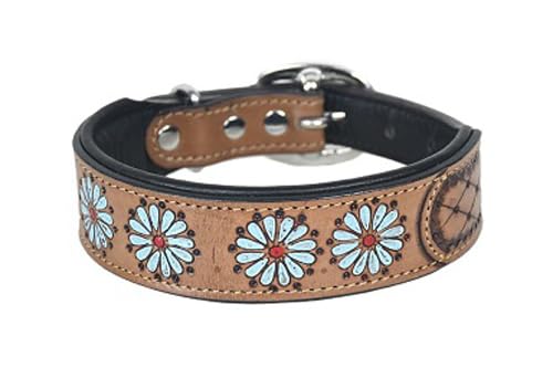 JF-Reitsport Leder Hundehalsband im Western-Design, Handgefertigt Trend Robust Breit (L 14-19 Inches) von JF-Reitsport