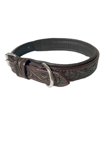 JF-Reitsport Leder Hundehalsband im Western-Design, Handgefertigt Trend Robust Breit (M 13-17 Inches) von JF-Reitsport