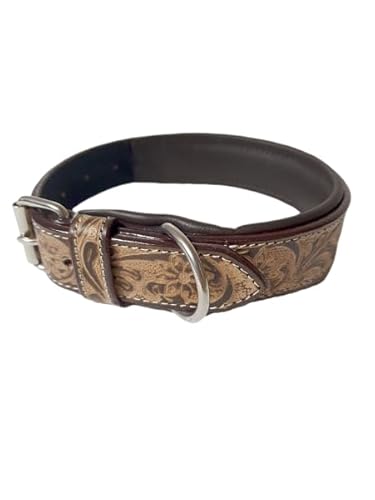 JF-Reitsport Leder Hundehalsband im Western-Design, Handgefertigt Trend Robust Breit (XL 17-23 Inches) von JF-Reitsport