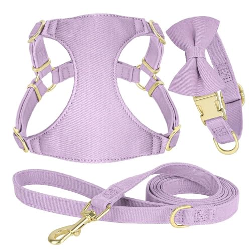 Einfarbiges Kleines Hundehalsband-Geschirr-Leinen-Set Mit Schleife, Süßes Hundegeschirr, Verstellbare Haustier-Trageweste, Geeignet Für Kleine Und Mittelgroße Hunde, Chihuahua, Mops,LILA,XS Einfarbiges Kleines Hundehalsband-Geschirr-Leinen-Set Mit Schleife, Süßes Hundegeschirr, Verstellbare Haustier-Trageweste, Geeignet Für Kleine Und Mittelgroße Hunde, Chihuahua, Mops,LILA,XS von JFERDX