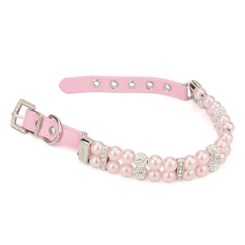 Glänzende Perle, Hundehalsband, künstliche Perlen, Strasssteine, Katzen- und Hunde-Halsbänder, verstellbar, Katzen- und Hundehalsband, Chihuahua, Mops, Größe M, Halsumfang 25–31 cm Glänzende Perle, Hundehalsband, künstliche Perlen, Strasssteine, Katzen- und Hunde-Halsbänder, verstellbar, Katzen- und Hundehalsband, Chihuahua, Mops, Größe M, Halsumfang 25–31 cm von JFERDX