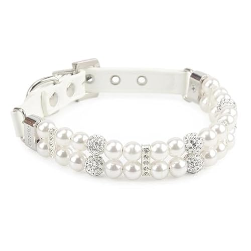 Glänzende Perle, Hundehalsband, künstliche Perlen, Strasssteine, Katzen- und Hundehalsband, verstellbar, Katzen- und Hundehalsband, Chihuahua, Mops, S, Halsumfang 22–25 cm Glänzende Perle, Hundehalsband, künstliche Perlen, Strasssteine, Katzen- und Hundehalsband, verstellbar, Katzen- und Hundehalsband, Chihuahua, Mops, S, Halsumfang 22–25 cm von JFERDX