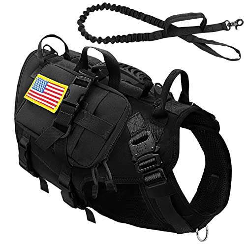 Großer Hund, Deutscher Schäferhund, Trainingsgeschirr, Tasche, Militärisches Taktisches Nylon-Hundegeschirr, Leinen-Set, Verstellbares Hundegeschirr Und Leine-Set,Schwarze Leine,M Großer Hund, Deutscher Schäferhund, Trainingsgeschirr, Tasche, Militärisches Taktisches Nylon-Hundegeschirr, Leinen-Set, Verstellbares Hundegeschirr Und Leine-Set,Schwarze Leine,M von JFERDX