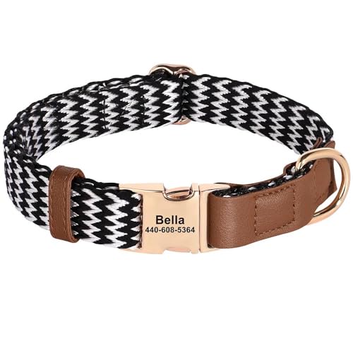 Hundehalsband aus Nylon, mit individueller Gravur, Anti-Verlust, mit ID-Tag, Hundehalsband für Mops, Labrador, Französische Bulldogge, Deutscher Schäferhund, Braun, Größe S Hundehalsband aus Nylon, mit individueller Gravur, Anti-Verlust, mit ID-Tag, Hundehalsband für Mops, Labrador, Französische Bulldogge, Deutscher Schäferhund, Braun, Größe S von JFERDX
