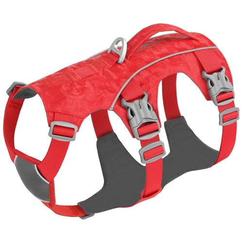 Hundetraining Walking Weste Harressr Mit Griff Im Freien Reflektierende Einstellbare Nylon -Hundegurt Für Labrador French Bulldogs,Rot,Xs von JFERDX