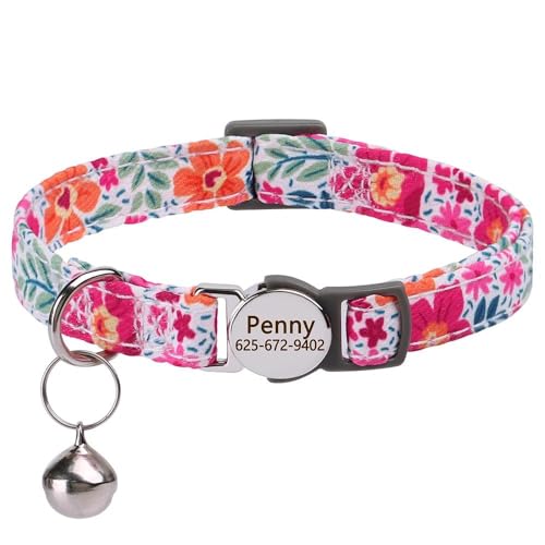 Katzenhalsband aus Nylon, bedruckt, niedliches Kätzchenhalsband, Schnellverschluss, Katzen-Halskette mit Glöckchen, verstellbares Katzenhalsband für Chihuahua, Mops, C, 20–30 cm Katzenhalsband aus Nylon, bedruckt, niedliches Kätzchenhalsband, Schnellverschluss, Katzen-Halskette mit Glöckchen, verstellbares Katzenhalsband für Chihuahua, Mops, C, 20–30 cm von JFERDX