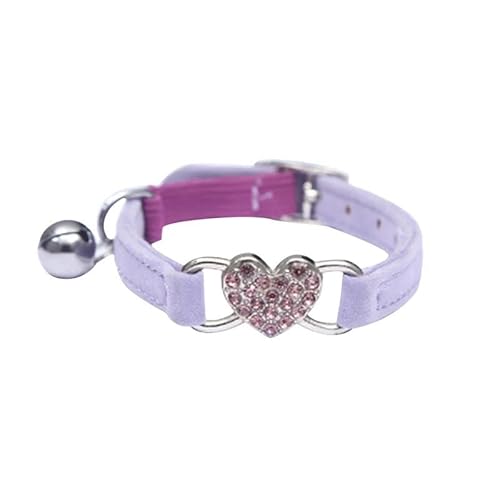 Katzenhalsband in Herzform mit Anhänger und Glöckchen, elastisch, verstellbar, weiches Samtmaterial, Haustierhalsband, Chihuahua, Mops, Französische Bulldogge, Lila, 28 cm Katzenhalsband in Herzform mit Anhänger und Glöckchen, elastisch, verstellbar, weiches Samtmaterial, Haustierhalsband, Chihuahua, Mops, Französische Bulldogge, Lila, 28 cm von JFERDX