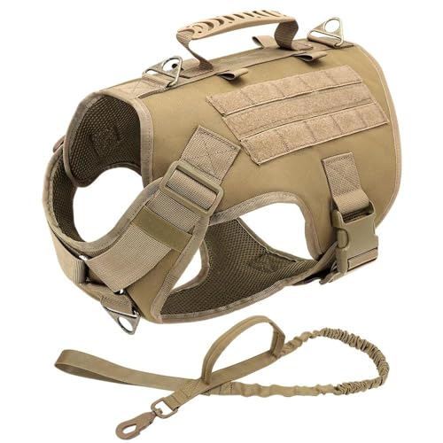 Militärische Taktische Haustiergeschirr-Weste, Verstellbares Nylon-Arbeitshundegeschirr, Halsband-Leine-Set, Hundecamping-Jagd-Trainingsgeschirr Für Mittelgroße Bis Große Hunde,Khaki-Sets,M Militärische Taktische Haustiergeschirr-Weste, Verstellbares Nylon-Arbeitshundegeschirr, Halsband-Leine-Set, Hundecamping-Jagd-Trainingsgeschirr Für Mittelgroße Bis Große Hunde,Khaki-Sets,M von JFERDX