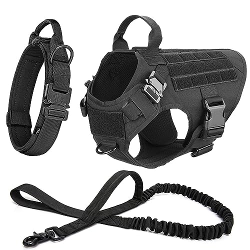 Militärisches Taktisches Hundegeschirr Und Leine-Halsband-Set, Robustes Nylon-Trainingsgeschirr Für Haustiere, Weste, Deutscher Schäferhund K9, Geschirr, Halsband Und Leine-Set,Schwarzes Set Militärisches Taktisches Hundegeschirr Und Leine-Halsband-Set, Robustes Nylon-Trainingsgeschirr Für Haustiere, Weste, Deutscher Schäferhund K9, Geschirr, Halsband Und Leine-Set,Schwarzes Set von JFERDX