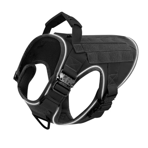 Mit 4 Metallschnallen Im Freien Im Freien Hundegurt Großer Hund Nylon Militärtaktische Haustier Training Camping Jagdgurt Weste,Schwarz,XL von JFERDX