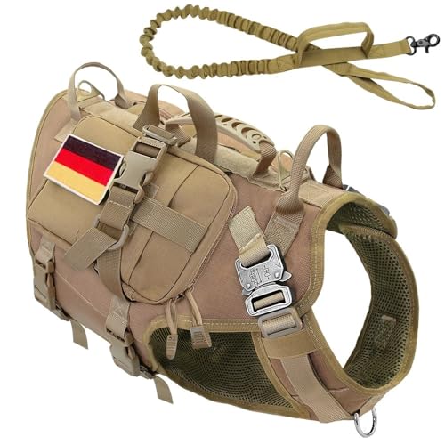 Mit Metallschnalle Ohne Zug Militärische Taktische Hundekabelbaum -Service -Hundetraining Wanderjagdgurt Und Leine Für Mittel- Bis Große Hunde Festgelegt,B,M von JFERDX