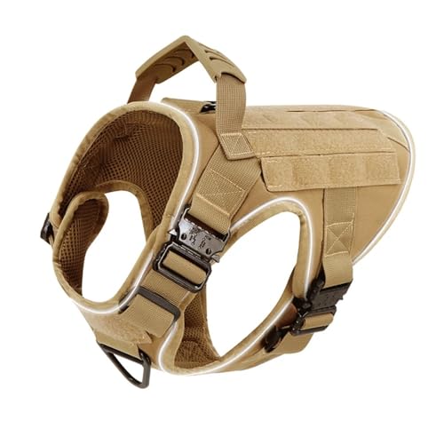 Outdoor Reflective Military Tactical Dog Training Jagd Jagd Walking Gurt Weste Mit 4 Metallschnallen Verstellbarer Nylonhundträger Für Große Hunde,Braun,M von JFERDX